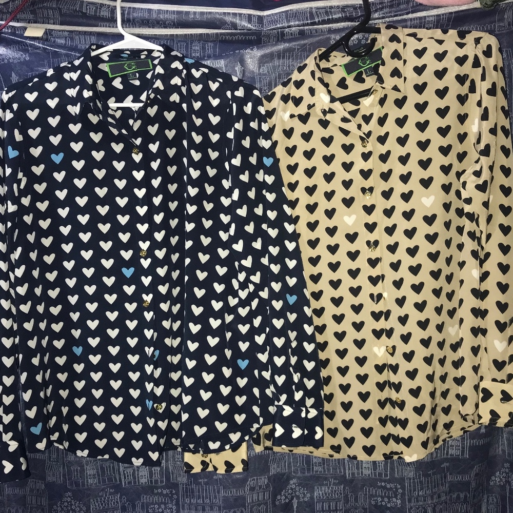 C. Wonder Hearts Aflutter Silk Blouse 2 colors